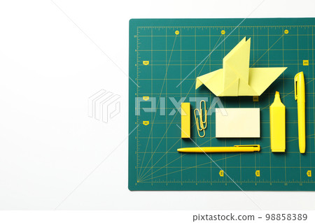 Concept of accessories for patchwork, cutting mat, space for text Concept of accessories for patchwork, cutting mat, space for text 98858389