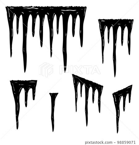 Set of ice icicles, black stencil icon, vector illustration in doodle style Set of ice icicles, black stencil icon, vector illustration in doodle style 98859071