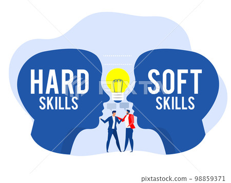 Hard VS Soft Skills Concept,Human Head with... - Stock Illustration ...