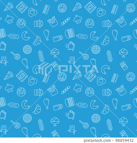 Junk food blue pattern. Vector seamless texture Junk food blue pattern. Vector seamless texture 98859432
