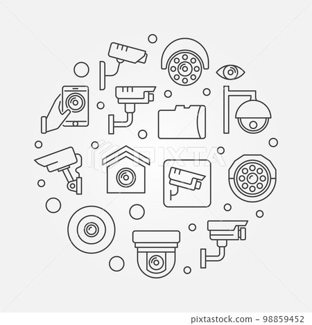 CCTV video security cameras round vector illustration CCTV video security cameras round vector illustration 98859452