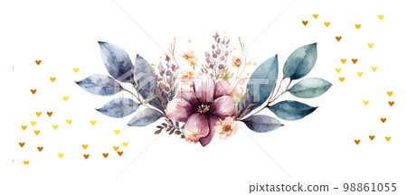 floral element Flower and green leaves. Wedding concept - flowers. Floral poster, invite. Vector arrangements for greeting card or invitation design floral element Flower and green leaves. Wedding concept - flowers. Floral poster, invite. Vector arrangements for greeting card or invitation design 98861055