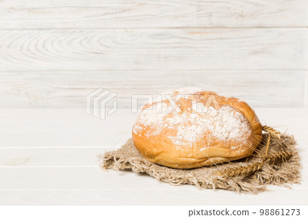 Homemade natural breads. Different kinds of fresh bread as background, perspective view with copy space 98861273