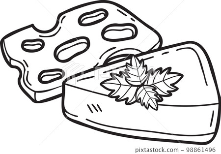 Hand Drawn sliced cheese illustration in doodle style 98861496