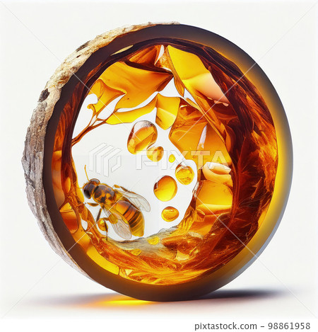 Amber Crystal Isolated, Golden Amber Pebble on White Amber Crystal Isolated, Golden Amber Pebble on White 98861958