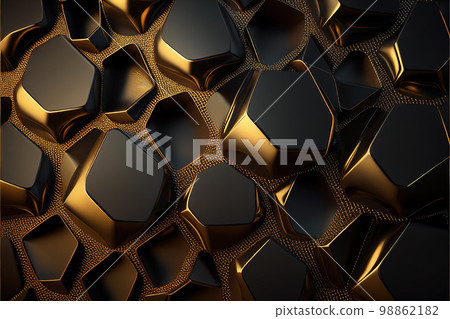 Gold Black Background, Golden Luxury Texture, Vantablack Mockup, Generative AI Illustration 98862182