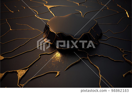 Gold Black Background, Golden Luxury Texture, Vantablack Mockup, Generative AI Illustration 98862183