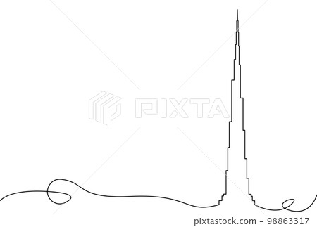 One single line drawing Tower landmark concept, abstract frame border in line art style, vector illustration isolated on white background with place for your text message One single line drawing Tower landmark concept, abstract frame border in line art style, vector illustration isolated on white background with place for your text message 98863317