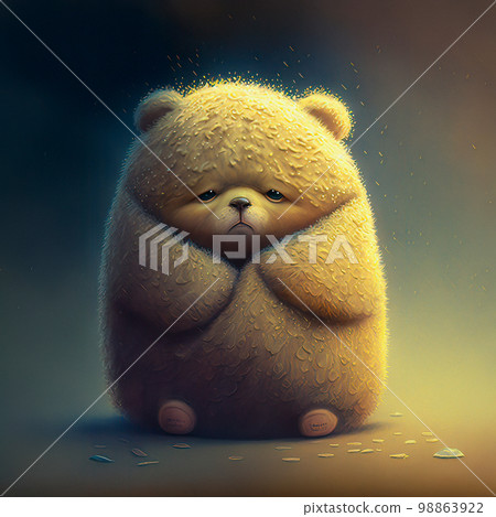 Character Portrait of a Sad Teddy Bear and Small Autumn Leaves Falling on Top it Character Portrait of a Sad Teddy Bear and Small Autumn Leaves Falling on Top it 98863922