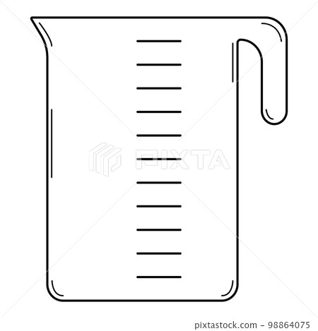 Hand drawn kitchen measuring cup. Tool for measuring the volume of ingredients. Outline. Vector Hand drawn kitchen measuring cup. Tool for measuring the volume of ingredients. Outline. Vector 98864075
