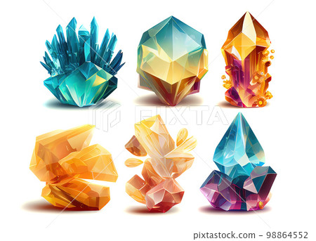 Rainbow Crystal Isolated, Titanium Color Stone, Rainbow Gem, Generative Ai Illustration Rainbow Crystal Isolated, Titanium Color Stone, Rainbow Gem, Generative Ai Illustration 98864552