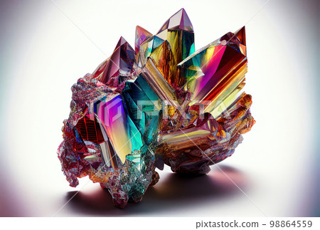 Rainbow Crystal Isolated, Color Stone, Rainbow Gem, Generative Ai Illustration Rainbow Crystal Isolated, Color Stone, Rainbow Gem, Generative Ai Illustration 98864559