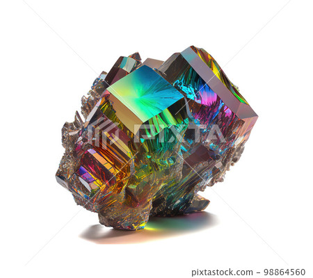 Rainbow Crystal Isolated, Titanium Color Stone, Rainbow Gem, Generative Ai Illustration 98864560