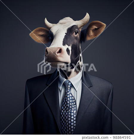 Cow in a Business Suit, Animal Businessman, Funny Bull Boss, Generative AI Illustration Cow in a Business Suit, Animal Businessman, Funny Bull Boss, Generative AI Illustration 98864591