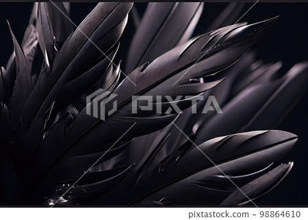 Black Feathers Background, Black Swan Wings Pattern, Abstract Generative AI Illustration Black Feathers Background, Black Swan Wings Pattern, Abstract Generative AI Illustration 98864610