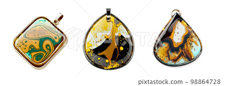 Handmade Epoxy Resin Pendant Isolated, Bijouterie Imitation on White Background Handmade Epoxy Resin Pendant Isolated, Bijouterie Imitation on White Background 98864728