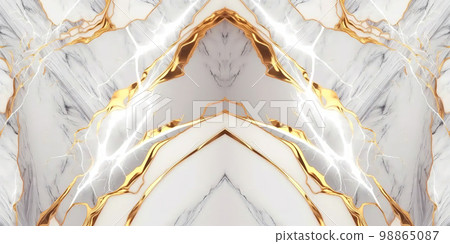 White Gold Marble Background, Luxury Granite Texture with Golden Waves, Natural Marble Stone Pattern 98865087