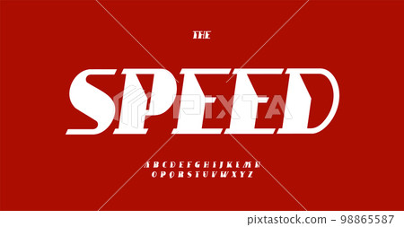 Old fashioned speed alphabet, retro car letters, minimalistic automotive font for cool racing logo, speed headline, vintage typography. Vector typographic design 98865587