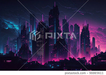 Cyberpunk City Purple Background, Cyberpunk, Background, Cyberpunk