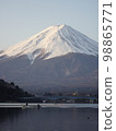 Mt.Fuji and boat in the early morning [Lake Kawaguchi] 98865771