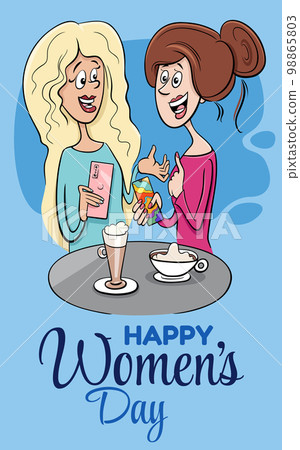 Women's Day design with comic chatting women 98865803