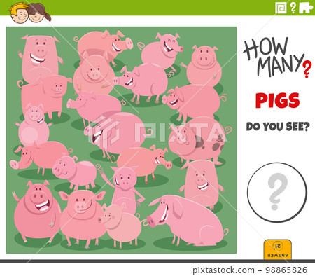 counting cartoon pigs farm animals educational game 98865826