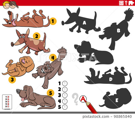 shadows game with comic dogs animal characters shadows game with comic dogs animal characters 98865840