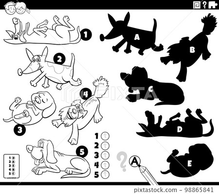 shadows game with funny dogs characters coloring page 98865841