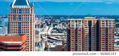 View of Baltimore cityscape from above 98866183
