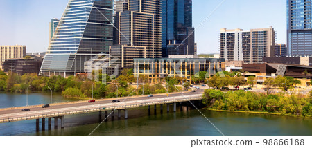 Downtown Austin Texas skyline and Colorado river 98866188