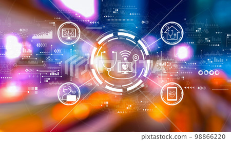 Telemedicine theme with urban city lights 98866220