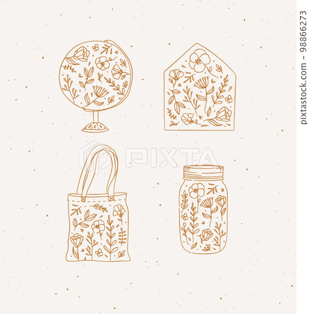 Icons floral style beige color 98866273