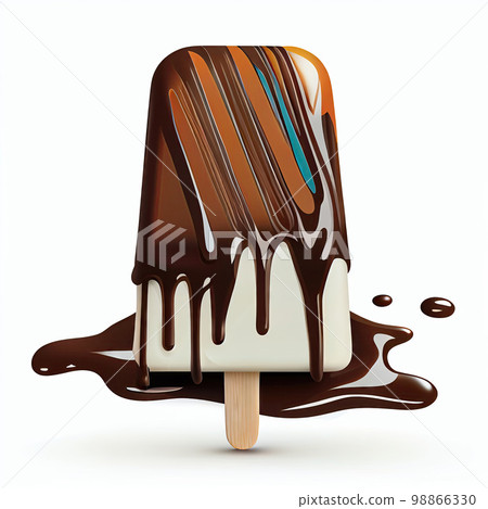 Chocolate Popsicle Isolated, Vintage Painting, Lolly Ice Cream, Lollipop, Ice Yogurt Drawing 98866330