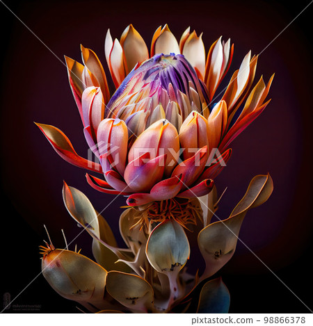 Protea Flower, African Protea, Abstract Generative AI Illustration 98866378