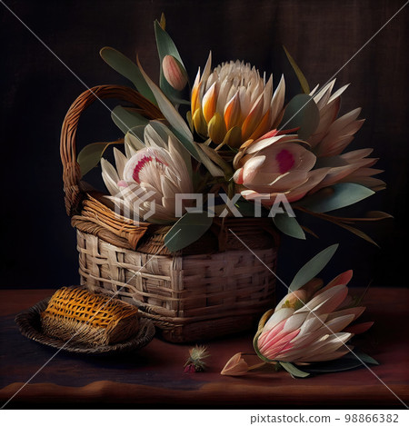 Protea Flower, African Protea, Abstract Generative AI Illustration 98866382