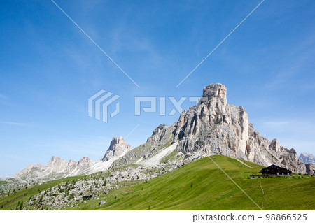 Nuvolau peak view from Giau pass, dolomites Nuvolau peak view from Giau pass, dolomites 98866525