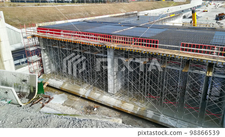 Highway construction site view. Civil engineering Highway construction site view. Civil engineering 98866539