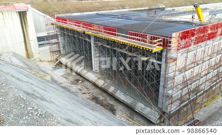 Highway construction site view. Civil engineering Highway construction site view. Civil engineering 98866540