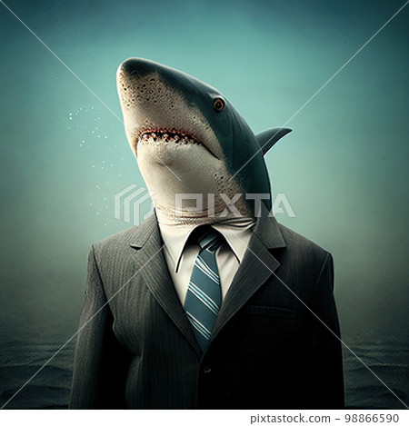 Shark in a Business Suit, Animal Businessman, Generative AI Illustration Shark in a Business Suit, Animal Businessman, Generative AI Illustration 98866590