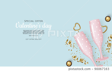 Valentine s Day Sale Poster or banner with hearts. Promotion and shopping template or background for Love and Valentine s day concept 98867163