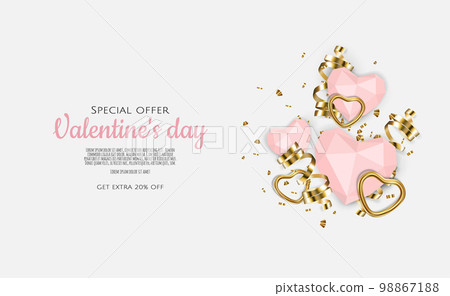 Valentine s Day Sale Poster or banner with hearts. Promotion and shopping template or background for Love and Valentine s day concept Valentine s Day Sale Poster or banner with hearts. Promotion and shopping template or background for Love and Valentine s day concept 98867188