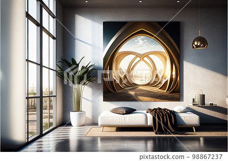 Luxury Oriental Arab Hotel Room, Generative AI Illustration 98867237