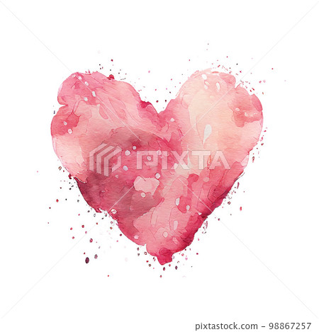 Watercolor Heart Isolated, Love Splash Symbol,... - Stock Illustration ...