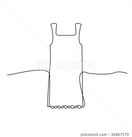 One Line Drawing Dress, Continuous Line Woman Clothes, Single Outline Beauty Gown Drawing, Woman Dress One Line Drawing Dress, Continuous Line Woman Clothes, Single Outline Beauty Gown Drawing, Woman Dress 98867570