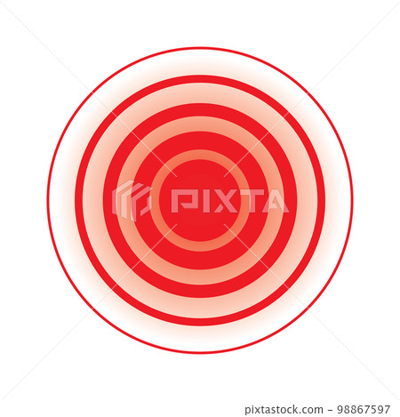 Pain Icon, Painful Spot Mark, Ache Symbol, Painkiller Target, Pain Pointing Sign, Red Circle Illness Location 98867597