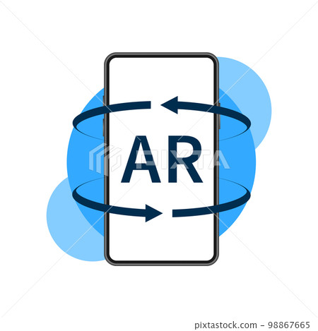 Augmented reality icon. AR symbol. Virtual reality on smartphone. Augmented reality icon. AR symbol. Virtual reality on smartphone. 98867665