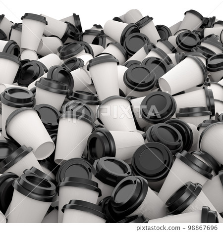 Heap of paper coffee cups for cappuccino, americano, espresso, mocha, latte Heap of paper coffee cups for cappuccino, americano, espresso, mocha, latte 98867696