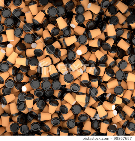 Heap of paper coffee cups for cappuccino, americano, espresso, mocha, latte Heap of paper coffee cups for cappuccino, americano, espresso, mocha, latte 98867697