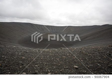 Hverfell caldera volcano top view, Iceland landmark 98867904