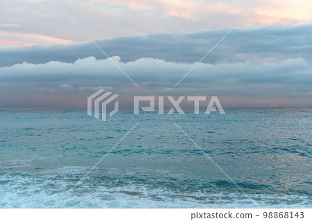 Cloudy Dawn, Azure Sea, Amazing Muted Colors, Weather Forecast Illustration 98868143